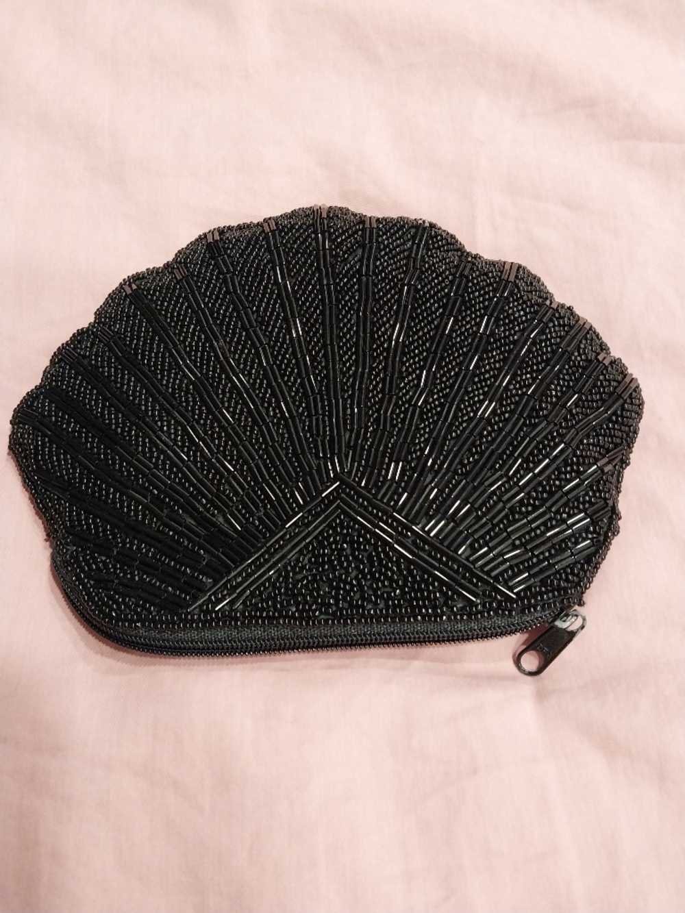 Beaded Shell Zippered Evening Clutch